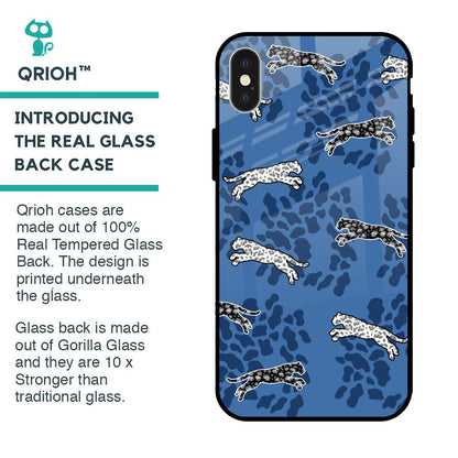 Blue Cheetah Glass Case for iPhone X