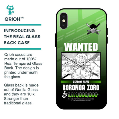 Zoro Wanted Glass Case for iPhone X