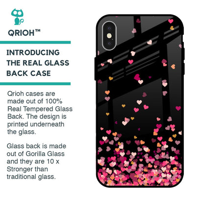Heart Rain Fall Glass Case For iPhone X