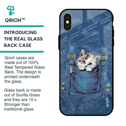 Kitty In Pocket Glass Case For iPhone X