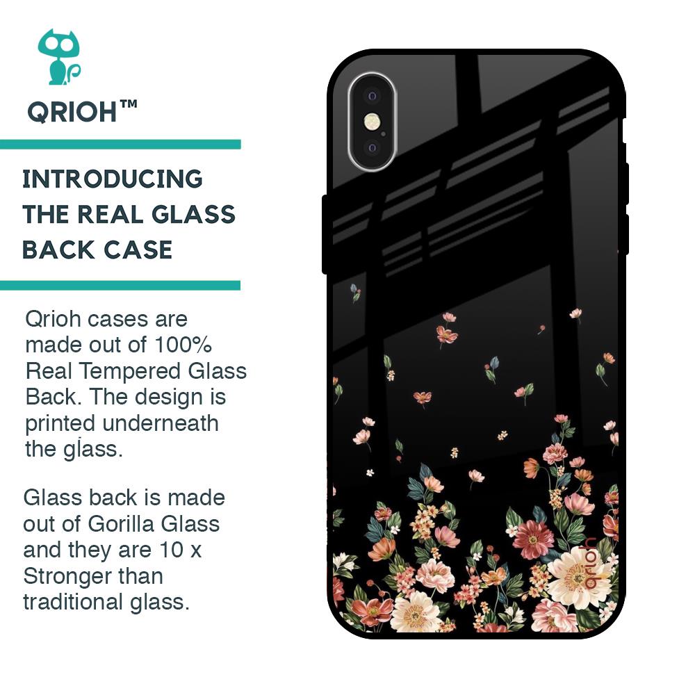 Floating Floral Print Glass Case for iPhone X