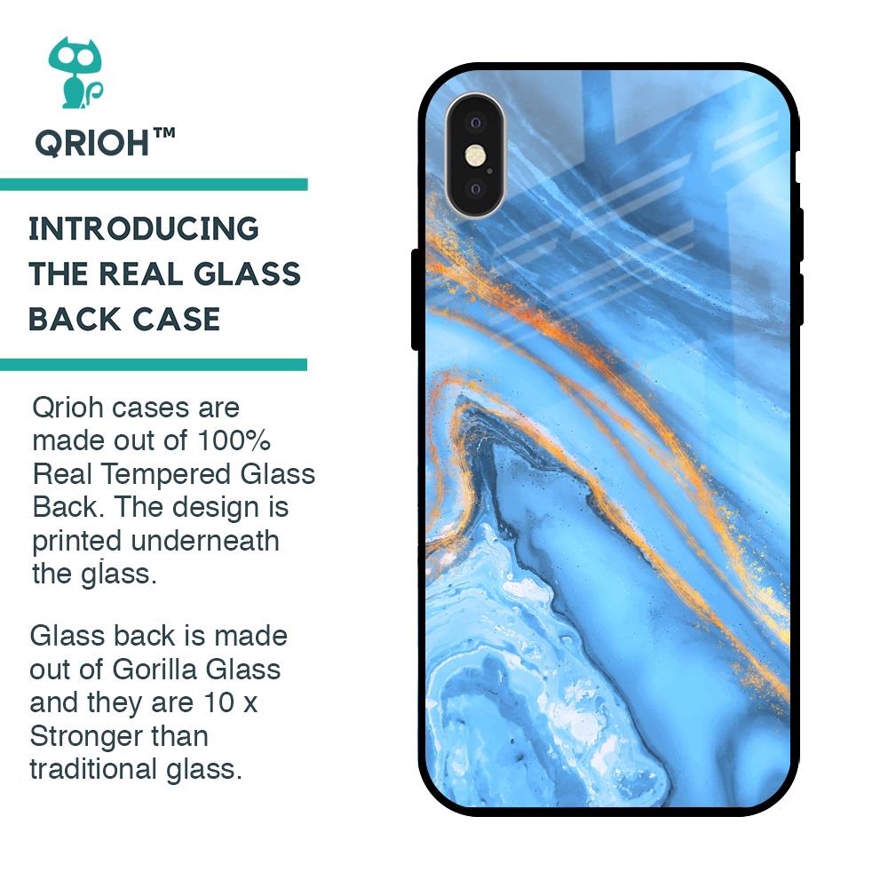 Vibrant Blue Marble Glass Case for iPhone X