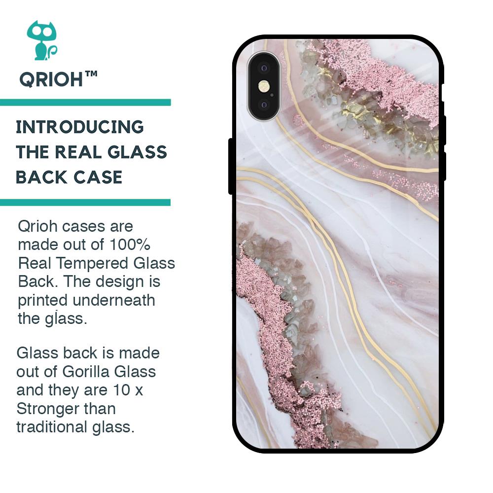 Pink & Gold Gllitter Marble Glass Case for iPhone X