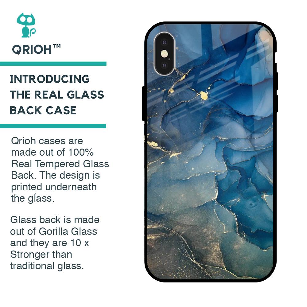 Blue Cool Marble Glass Case for iPhone X