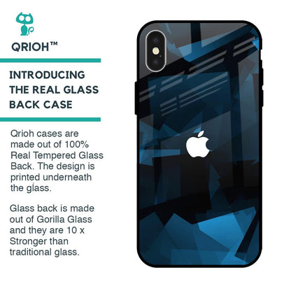 Polygonal Blue Box Glass Case For iPhone X