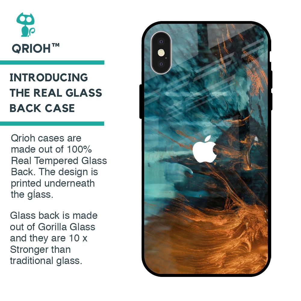 Golden Splash Glass Case for iPhone X