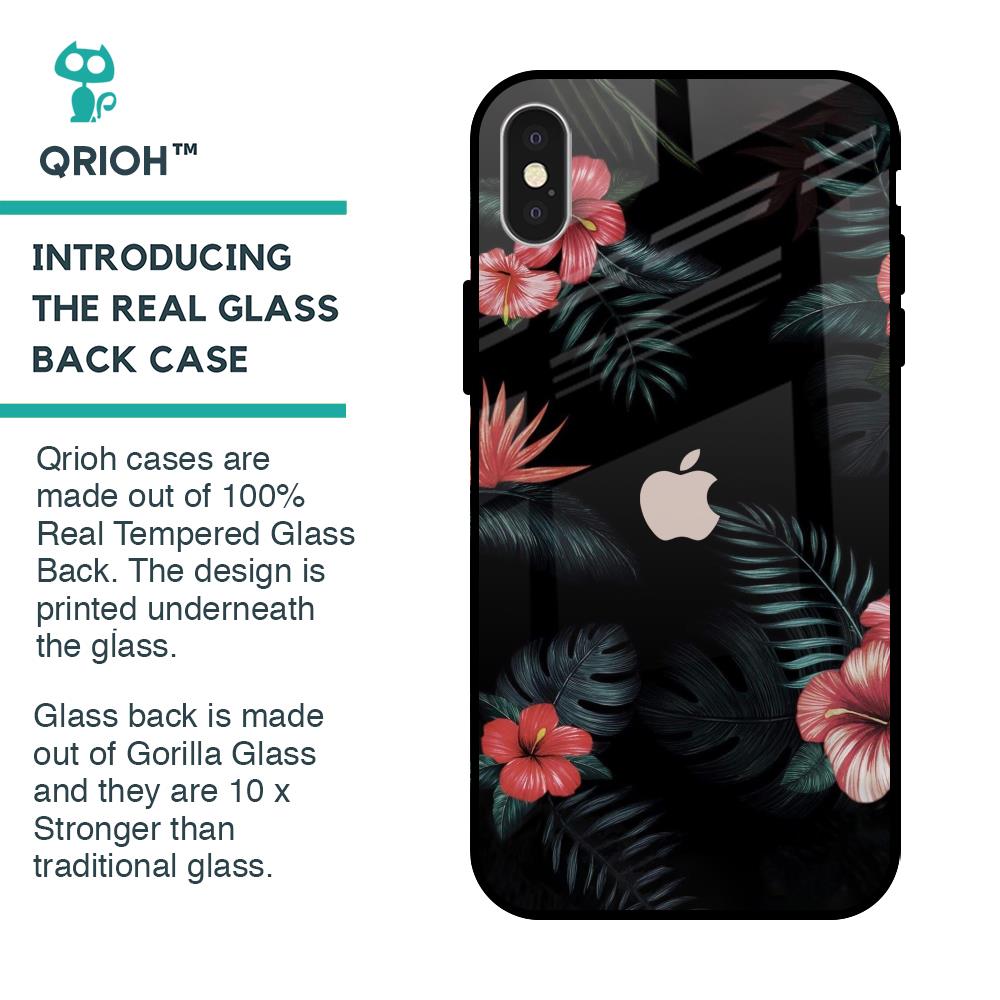 Tropical Art Flower Glass Case for iPhone X