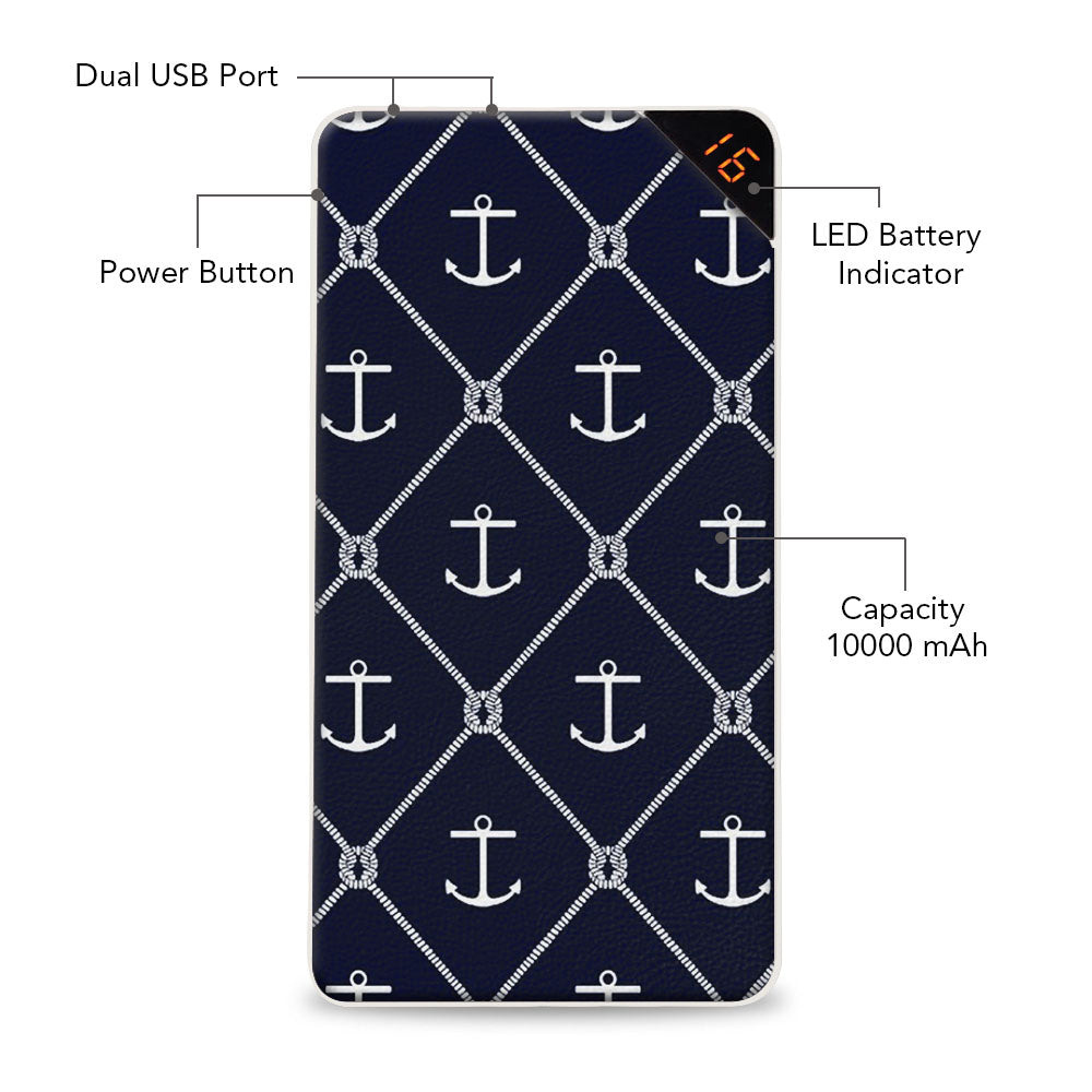 Symmetrical Anchors 10000 mAh Universal Power Bank