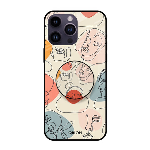 Abstract Faces Glass case with Round Phone Grip Combo Cases & Covers Online