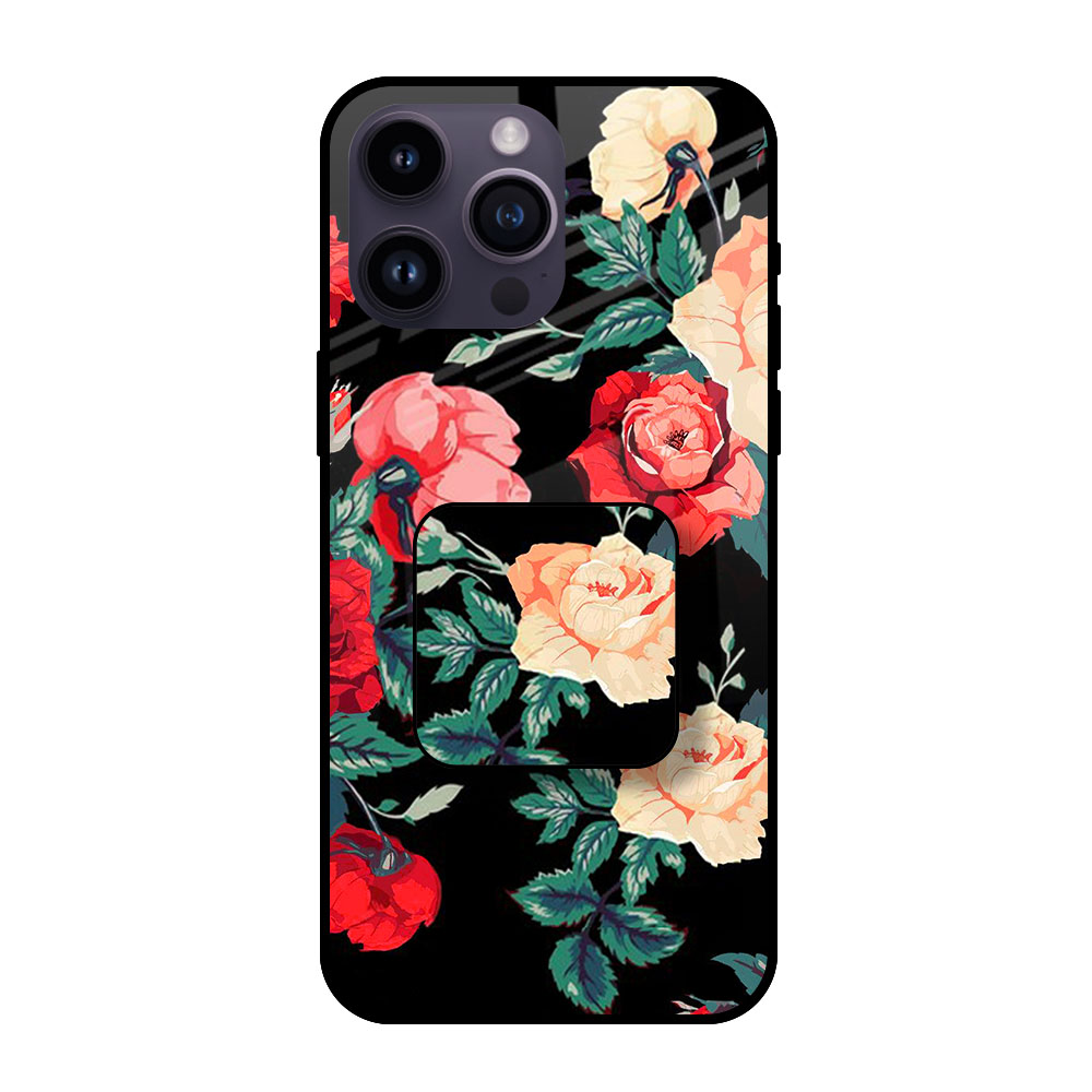 Floral Bunch Glass case with Square Phone Grip Combo Cases & Covers Online