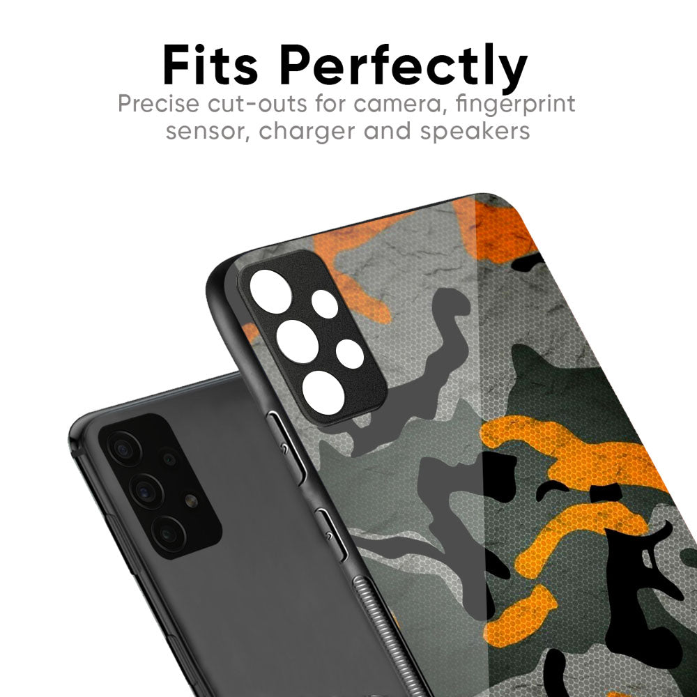 Camouflage Orange Glass Case For Oppo Reno4 Pro