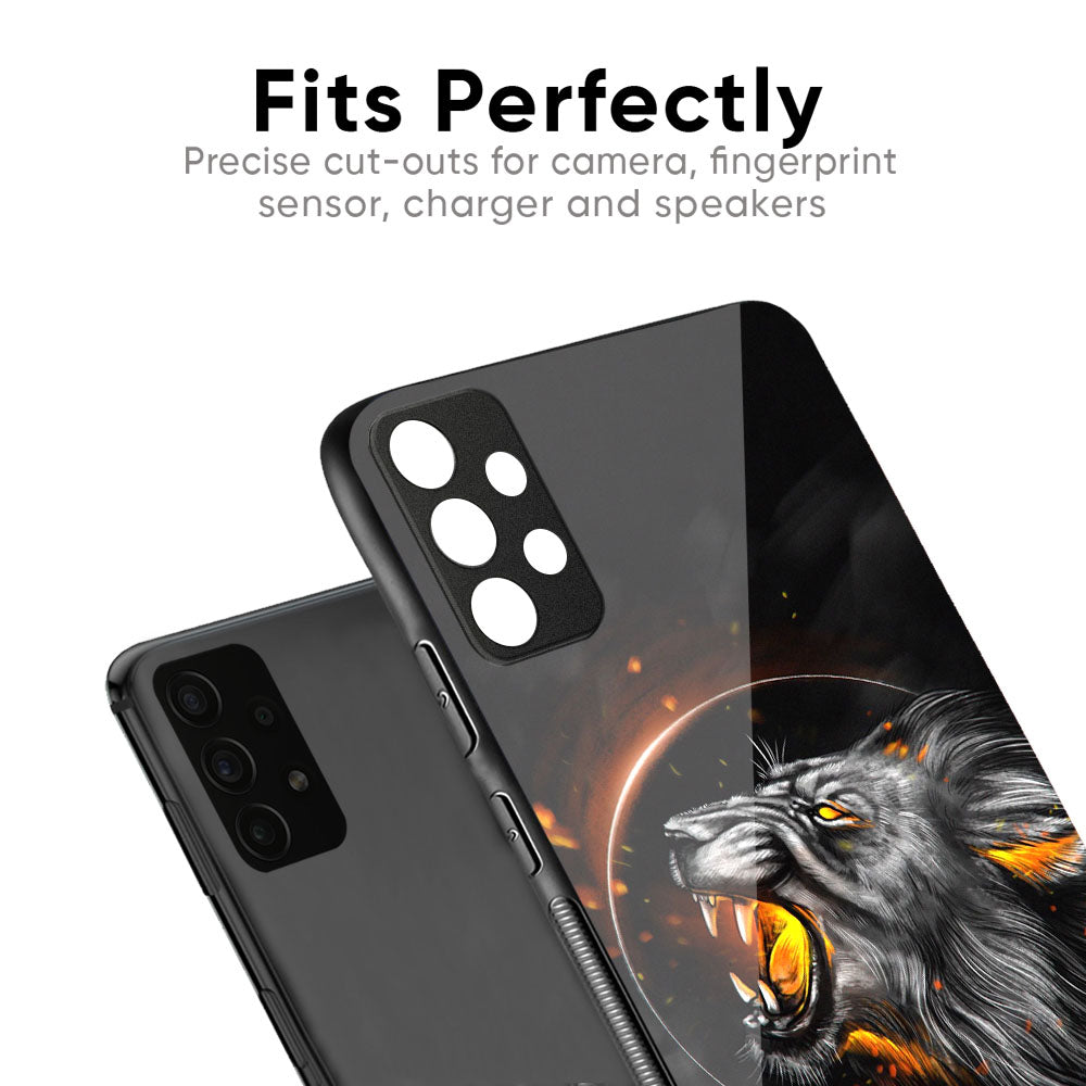 Aggressive Lion Glass Case for Motorola Edge 40