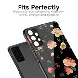 Black Spring Floral Glass Case for Poco M6 Pro 5G