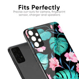 Tropical Leaves & Pink Flowers Glass Case for Vivo Y100 5G