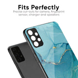 Blue Golden Glitter Glass Case for Motorola Edge 40