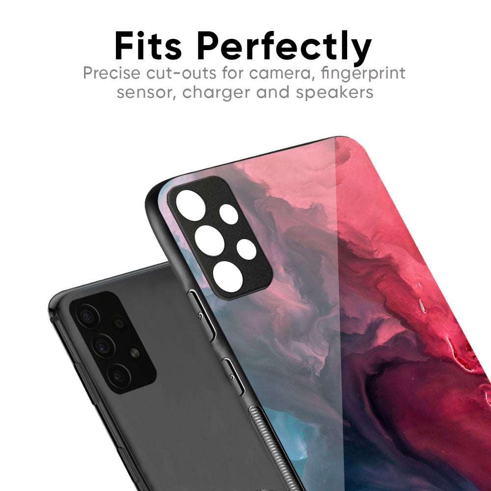 Blue & Red Smoke Glass Case for Vivo X50 Pro