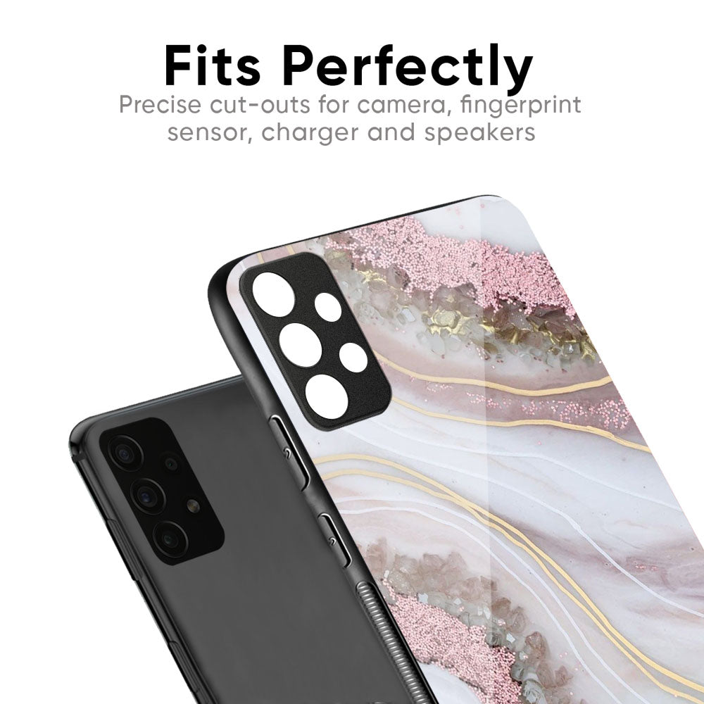 Pink & Gold Gllitter Marble Glass Case for Redmi Note 12 5G