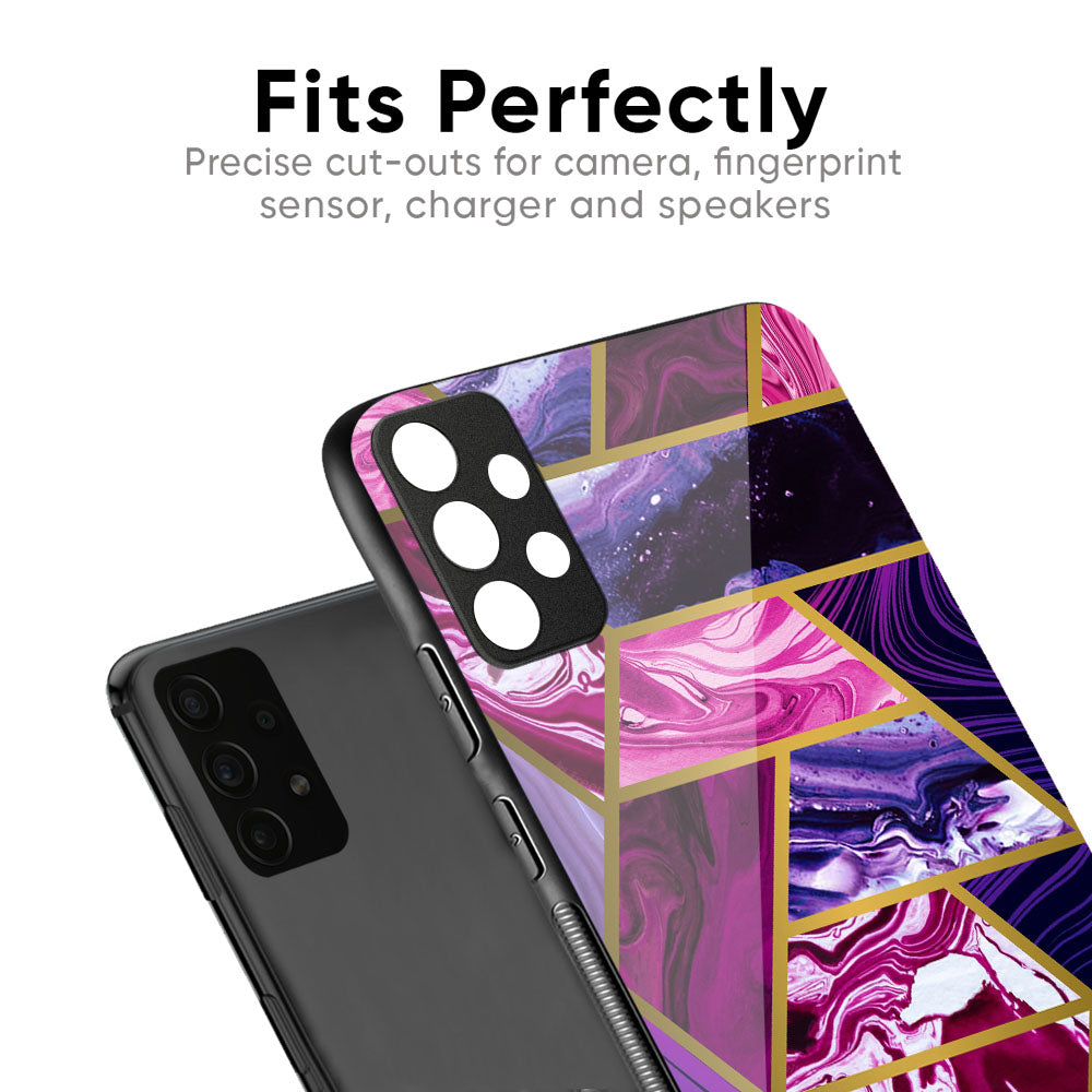 Electroplated Geometric Marble Glass Case for Vivo X50 Pro