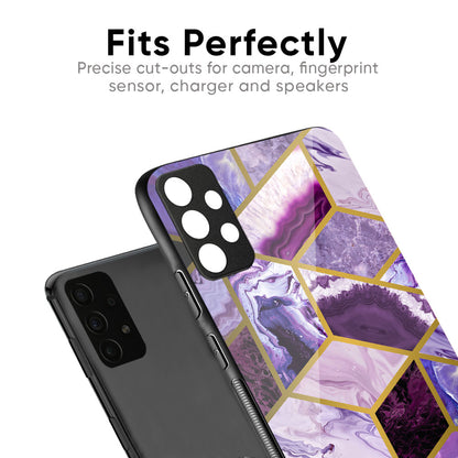 Purple Rhombus Marble Glass Case for Vivo X50 Pro