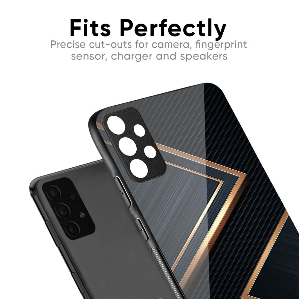 Sleek Golden & Navy Glass Case for Vivo X50 Pro