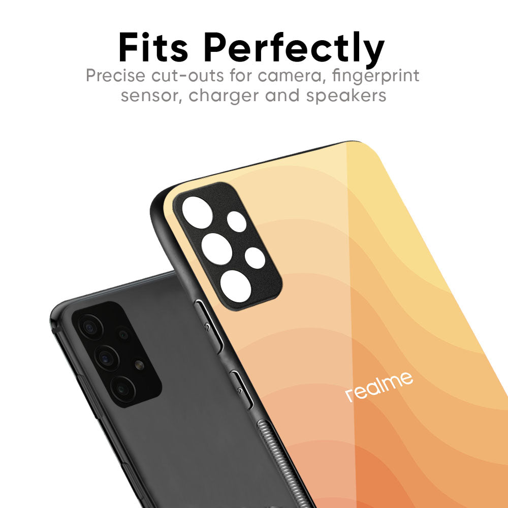 Orange Curve Pattern Glass Case for Realme C33