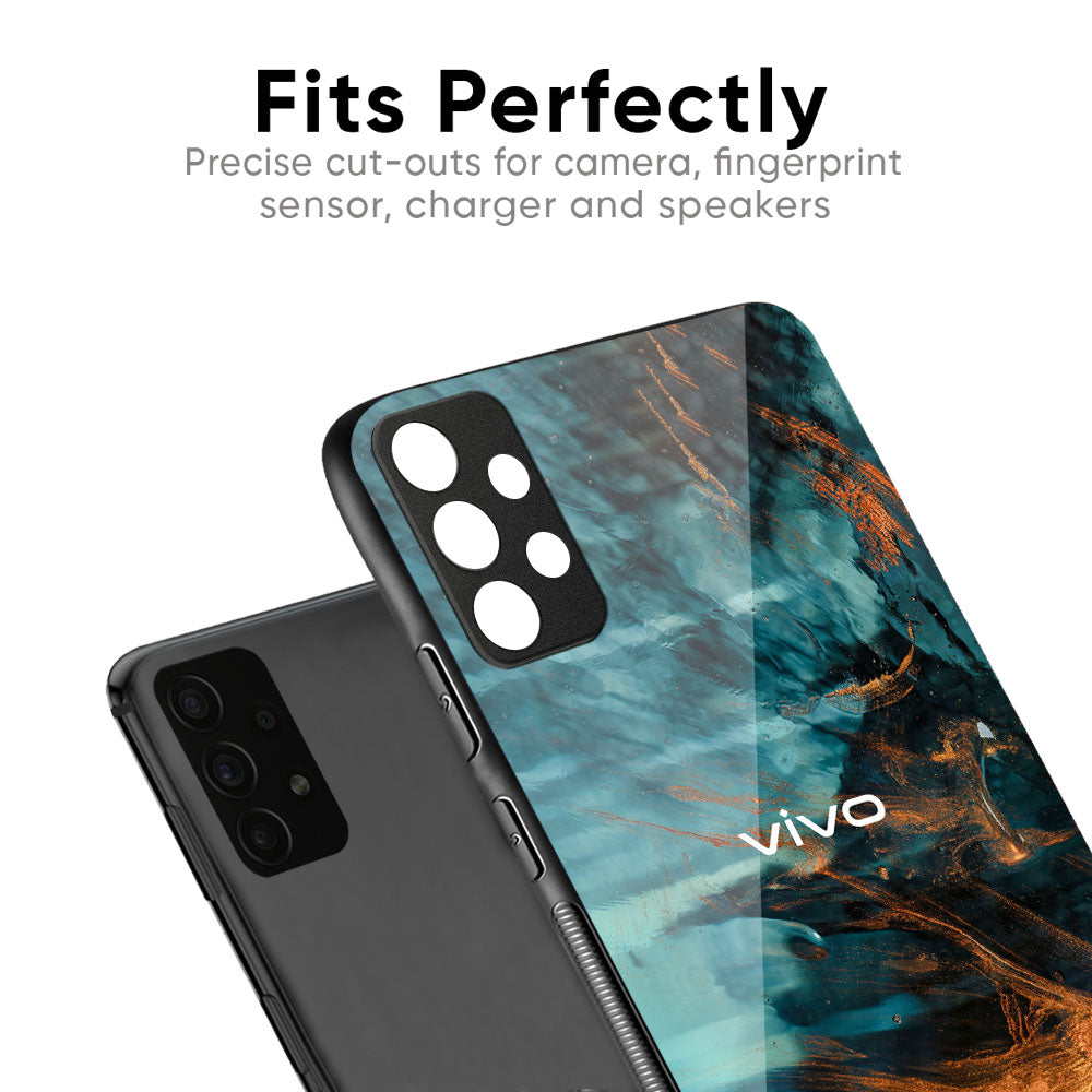 Golden Splash Glass Case for Vivo X50 Pro