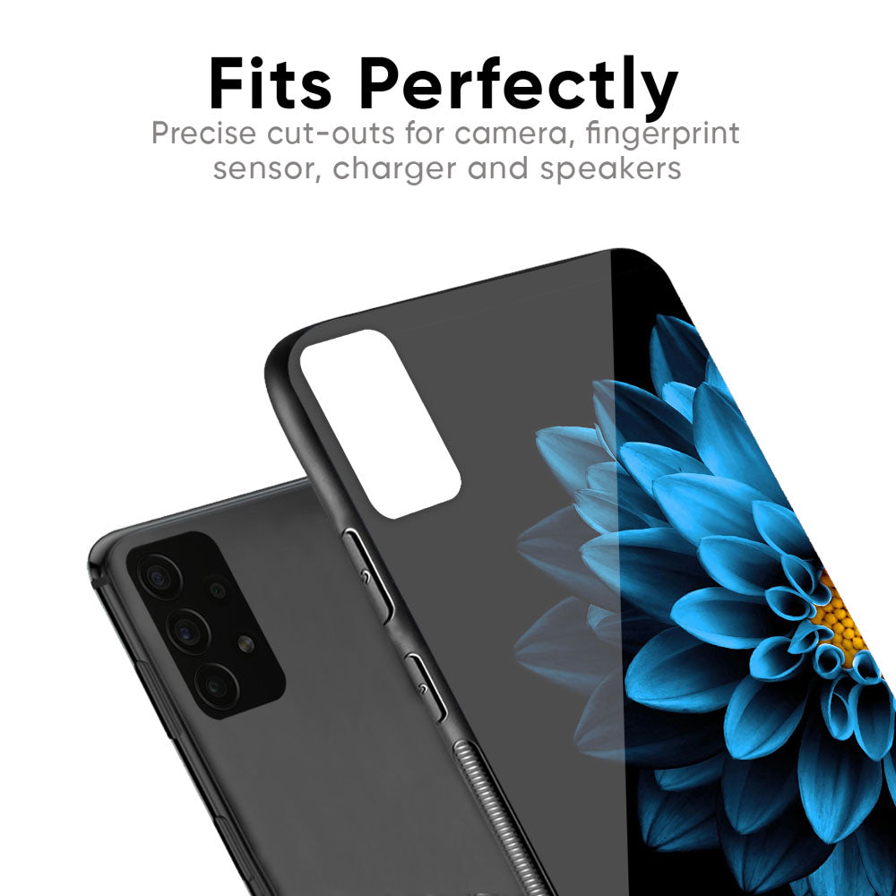 Half Blue Flower Glass Case for Xiaomi Redmi Note 9 Pro