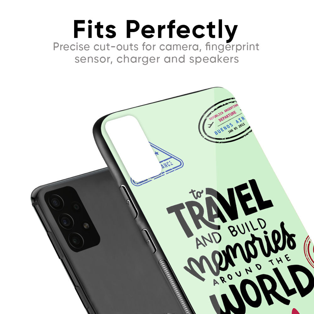 Travel Stamps Glass Case for Samsung Galaxy F41
