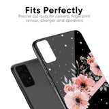 Floral Black Band Glass Case For Samsung Galaxy M30s