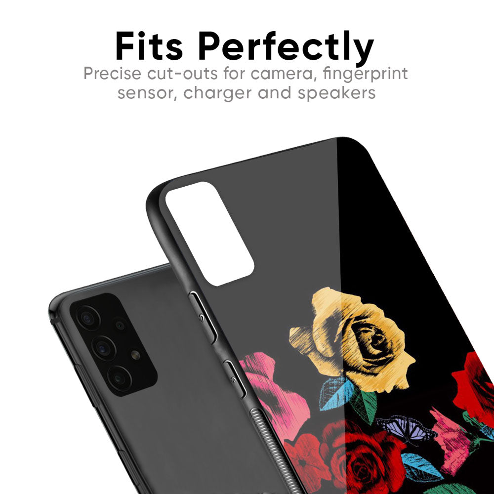Floral Decorative Glass Case For Samsung Galaxy F41