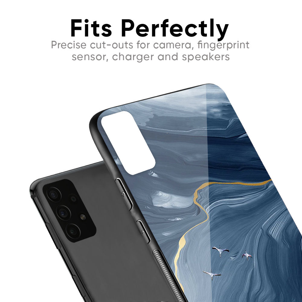Deep Ocean Marble Glass Case for Samsung Galaxy F14 5G
