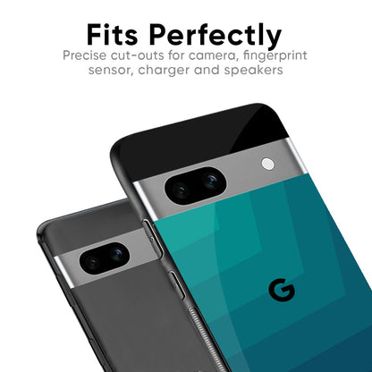 Green Triangle Pattern Glass Case for Google Pixel 6a
