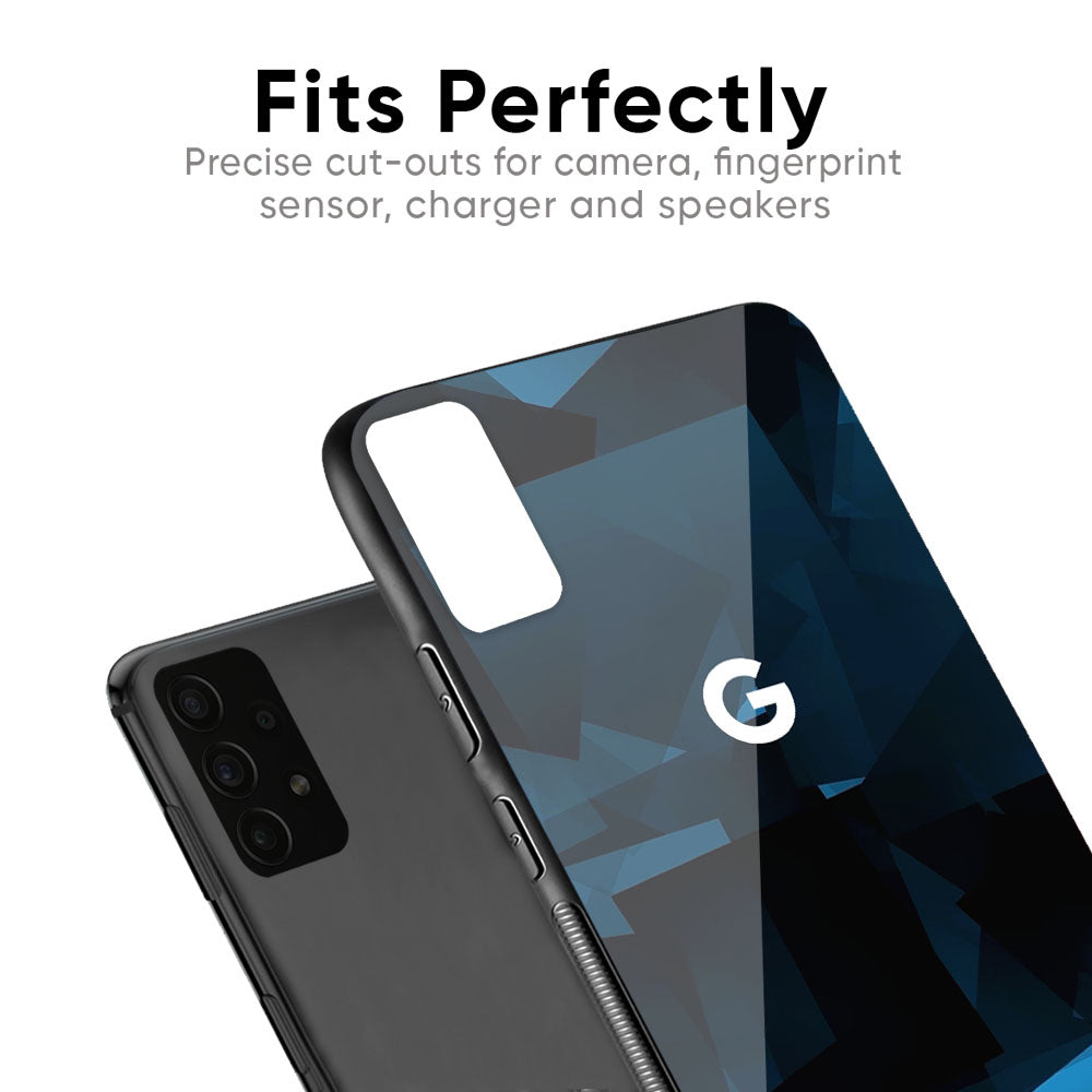 Polygonal Blue Box Glass Case For Google Pixel 6a