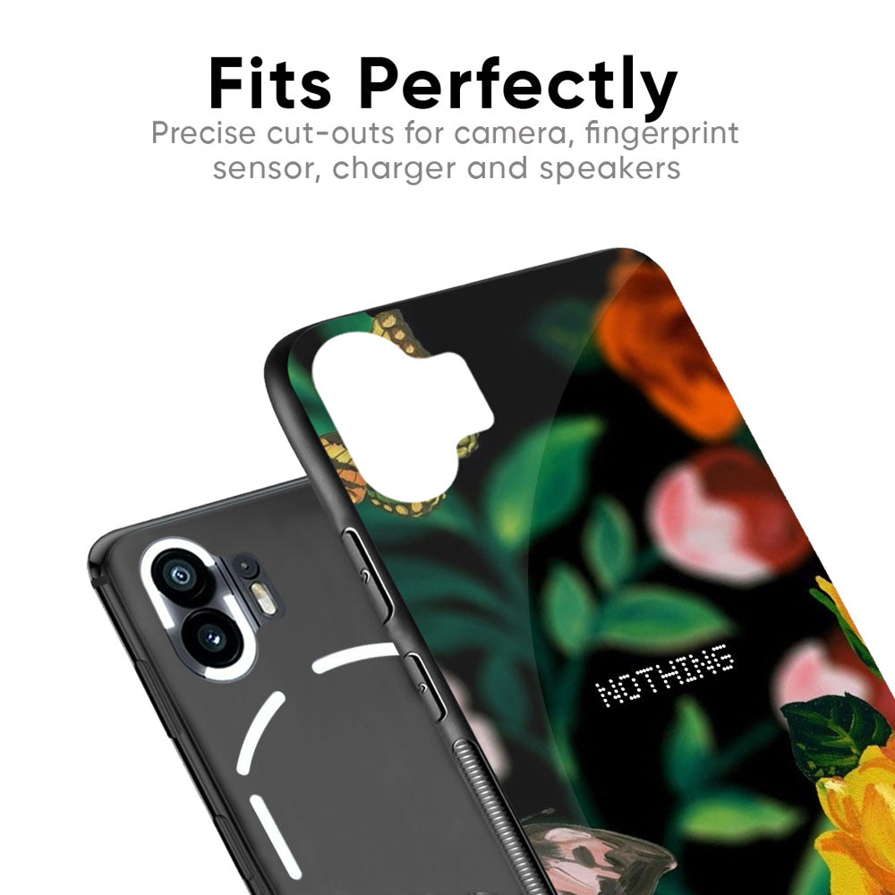 Flowers & Butterfly Glass Case for Nothing Phone 2