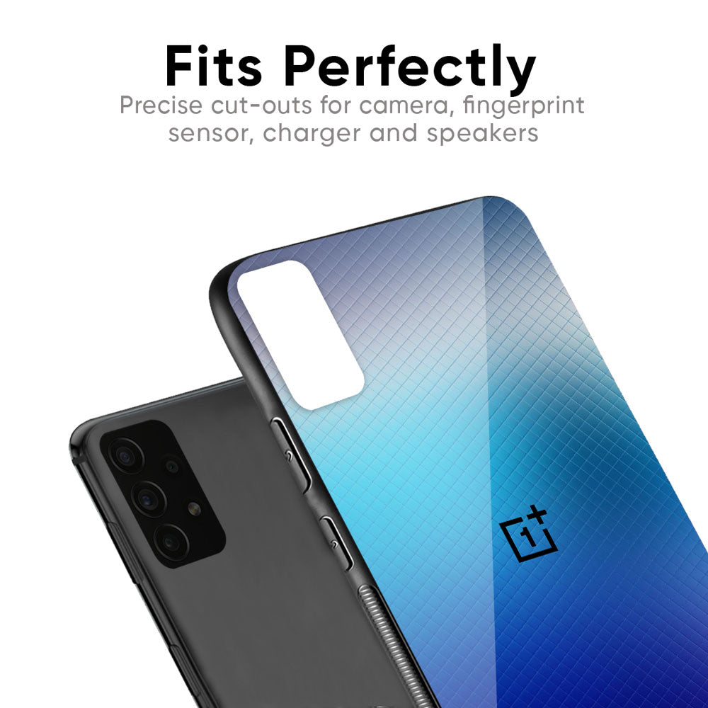 Blue Rhombus Pattern Glass Case for OnePlus 9RT