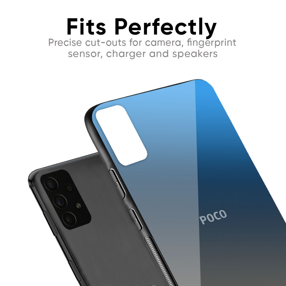 Blue Grey Ombre Glass Case for Poco X2