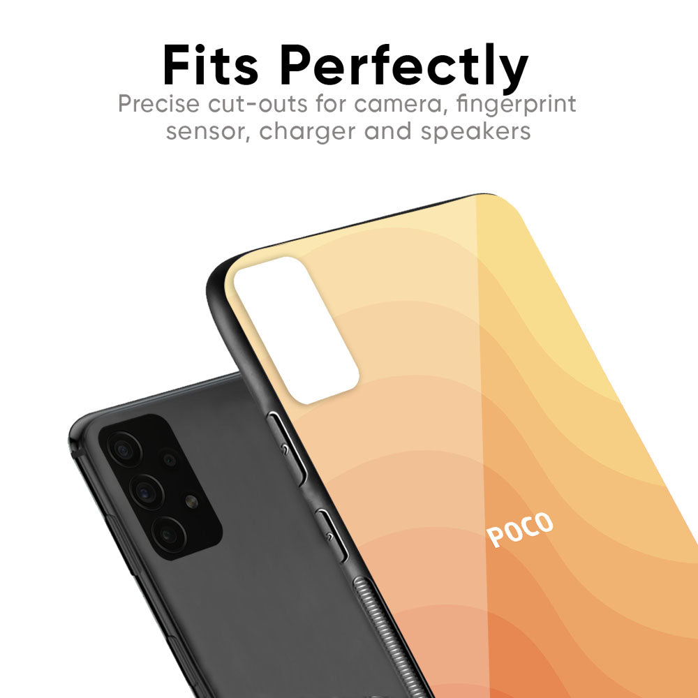 Orange Curve Pattern Glass Case for Poco X2