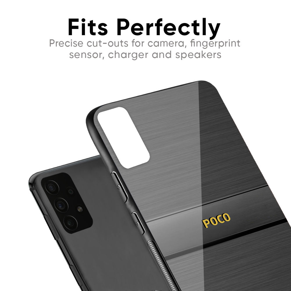 Grey Metallic Glass Case For Poco M2 Pro