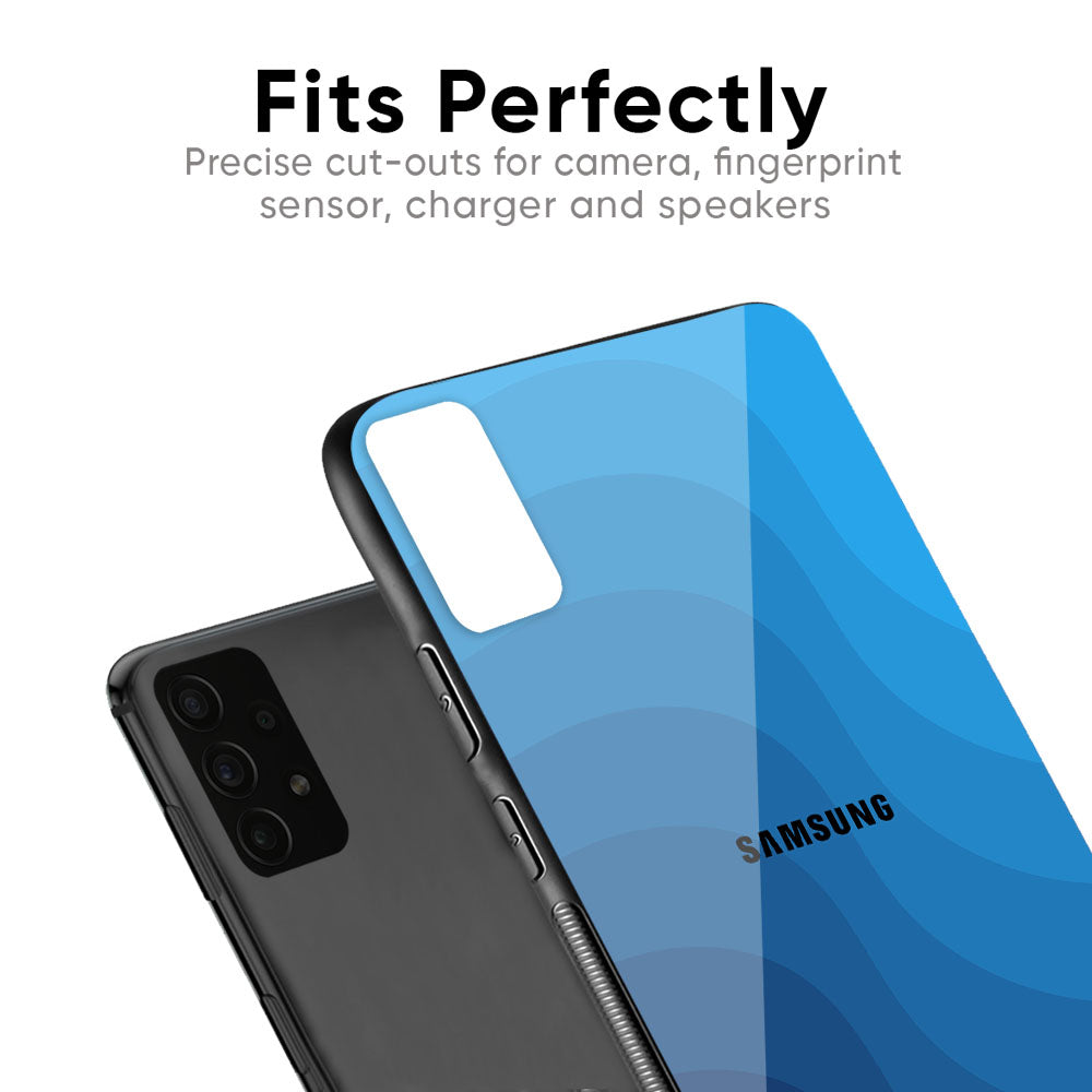 Blue Wave Abstract Glass Case for Samsung Galaxy F41