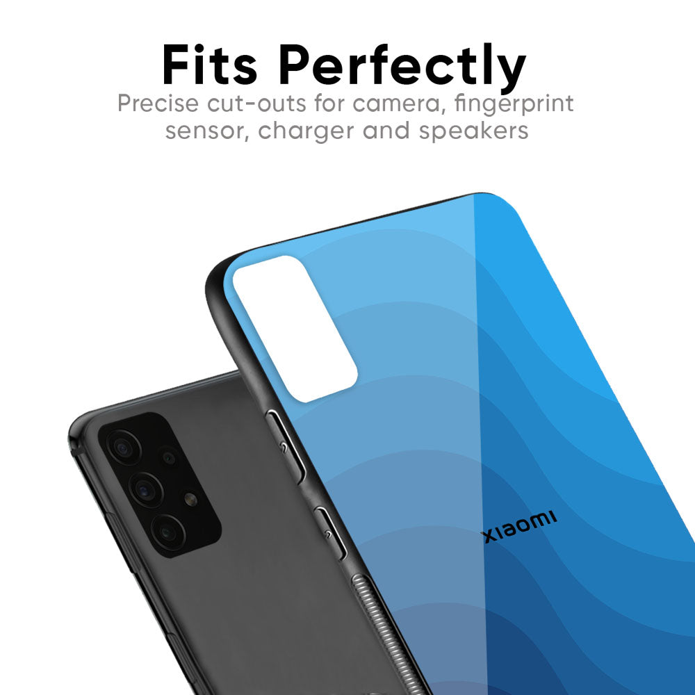 Blue Wave Abstract Glass Case for Xiaomi Mi A3