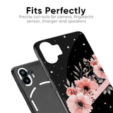 Floral Black Band Glass Case For Nothing Phone 2