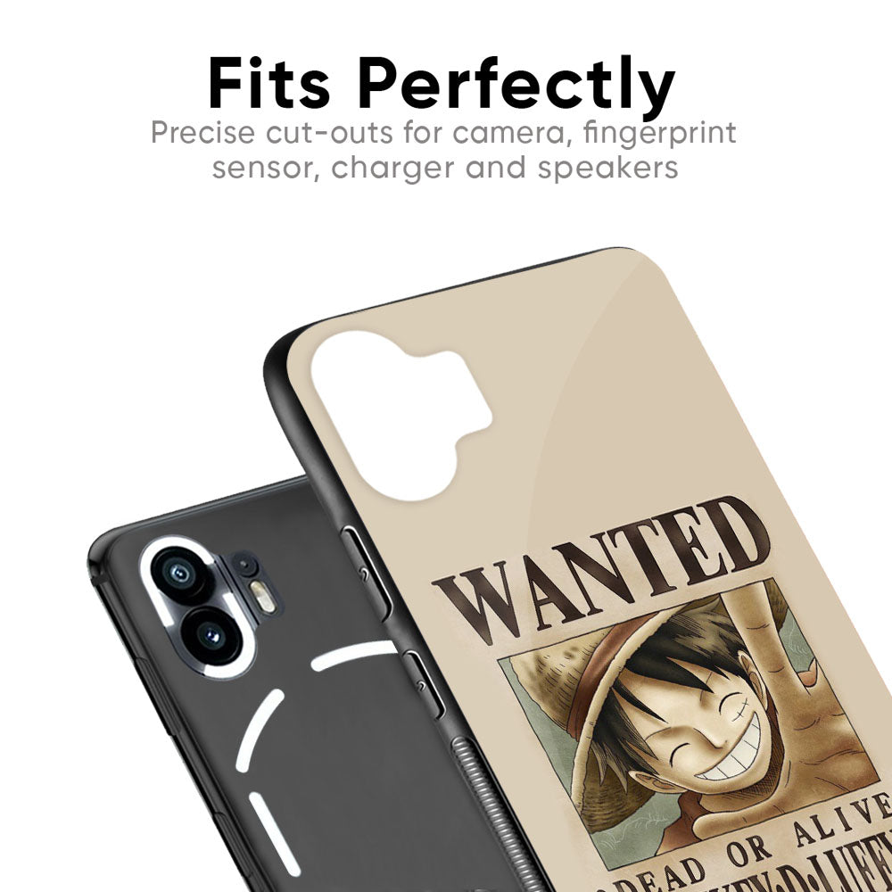 Luffy Wanted Glass Case for Nothing Phone 2