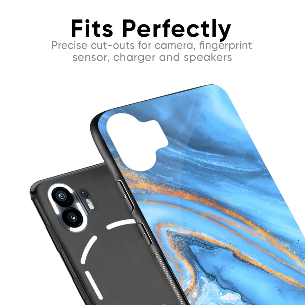 Vibrant Blue Marble Glass Case for Nothing Phone 2