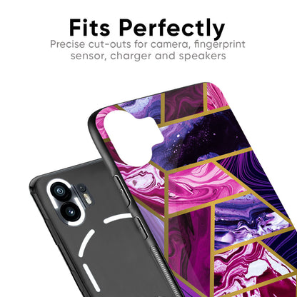 Electroplated Geometric Marble Glass Case for Nothing Phone 2