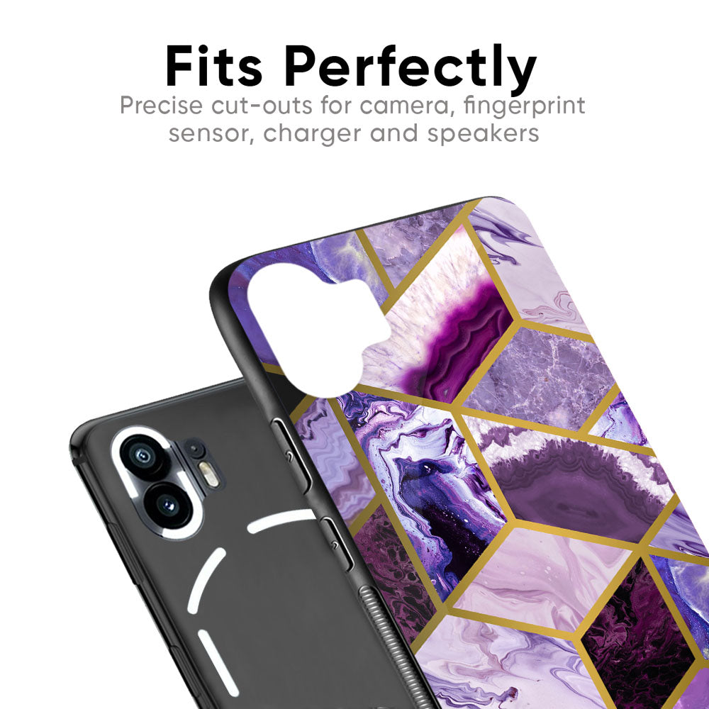 Purple Rhombus Marble Glass Case for Nothing Phone 2