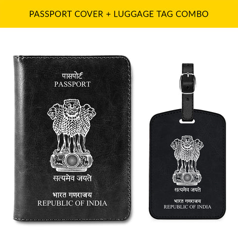 Indian Passport & Luggage Tag Combo