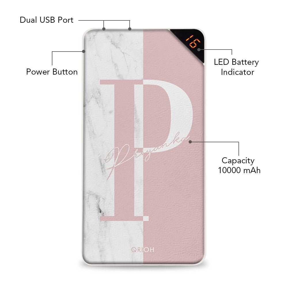 Peach Marble Customized Power Bank