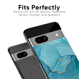 Blue Golden Glitter Glass Case for Google Pixel 6a