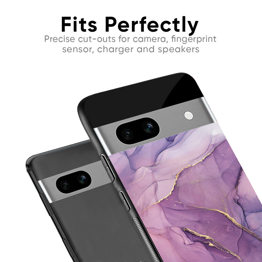 Purple Gold Marble Glass Case for Google Pixel 7A