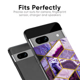 Purple Rhombus Marble Glass Case for Google Pixel 6a